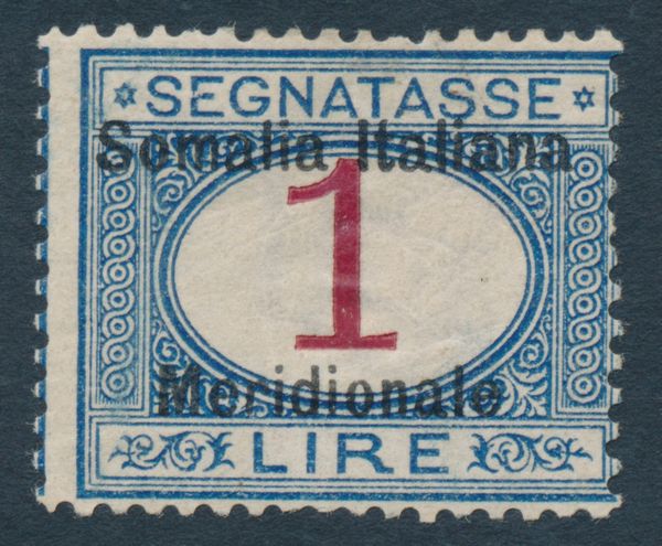 1906 - Colonie italiane - Somalia - Segnatasse - 1 lire azzurro e carminio (Sass. 8).  - Asta Filatelia e Storia Postale - Associazione Nazionale - Case d'Asta italiane