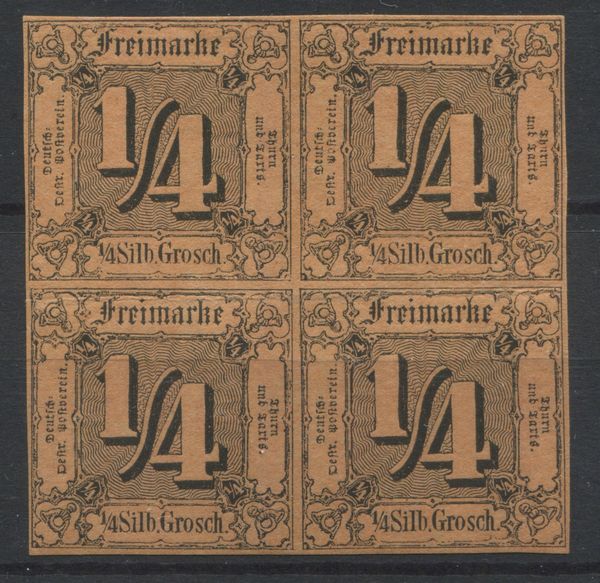 1852 - Antichi Stati Tedeschi - Turn und Taxis - Stati del nord - 1/4 Silbergroschen (Michel 1).  - Asta Filatelia e Storia Postale - Associazione Nazionale - Case d'Asta italiane