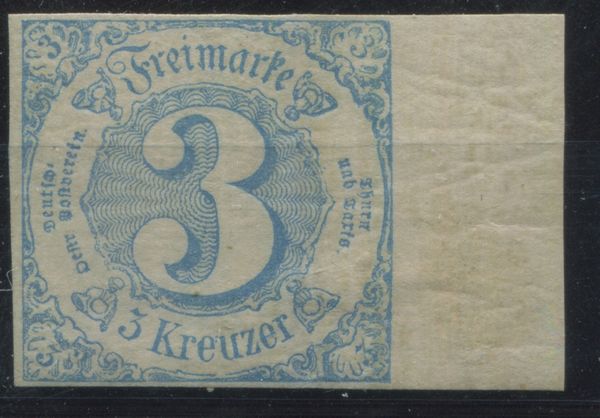 1859 - Antichi Stati Tedeschi - Turn und Taxis - Stati del sud - 3 kreuzer (Unif. 37).  - Asta Filatelia e Storia Postale - Associazione Nazionale - Case d'Asta italiane