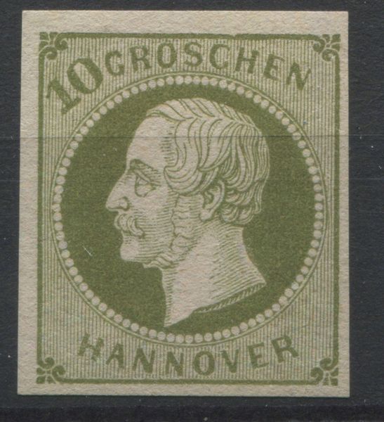 1863 - Antichi Stati Tedeschi - Hannover - 3 pfenning verde (Unif. 15).  - Asta Filatelia e Storia Postale - Associazione Nazionale - Case d'Asta italiane