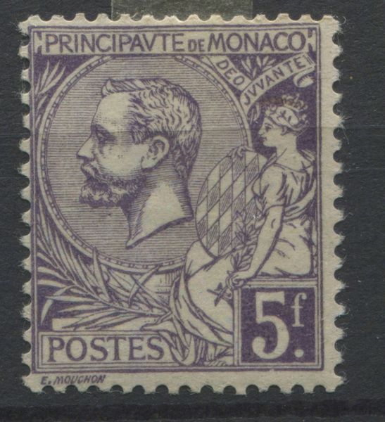 1920 - Principato di Monaco - 5f. viola (Yv. 46).  - Asta Filatelia e Storia Postale - Associazione Nazionale - Case d'Asta italiane