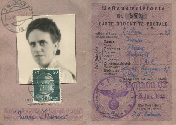 1944 - Austria - Tessera postale di riconoscimento con tariffa 50 pfenning.  - Asta Filatelia e Storia Postale - Associazione Nazionale - Case d'Asta italiane