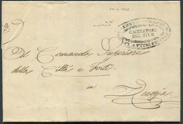 1849 - Lettera completa da Marghera per Venezia del 23 aprile.  - Asta Filatelia e Storia Postale - Associazione Nazionale - Case d'Asta italiane