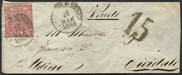 1861, Napoli, lettera da Napoli per Cividale (Udine) del 21 marzo 1861  - Asta Filatelia e Storia Postale - Associazione Nazionale - Case d'Asta italiane