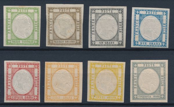 1861  Napoli  Province napoletane  Serie completa di otto francobolli (Sass. 17/24) con gomma originale.  - Asta Filatelia e Storia Postale - Associazione Nazionale - Case d'Asta italiane