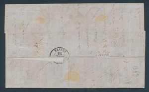 1858 - Granducato di Toscana - Posta Europea di Alessandria 60 crazie scarlatto cupo su grigio (Sass. 9), 1 crazia carminio su grigio (Sass. 4) e 4 crazie verde II emissione su lettera da Livorno ad Alessandria dEgitto del 25 giugno (Archivio Luzzato)  - Asta Filatelia e Storia Postale - Associazione Nazionale - Case d'Asta italiane