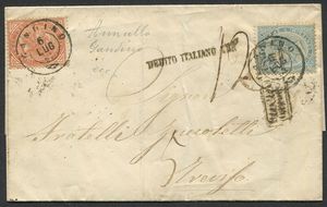 1863, Regno dItalia, tre lettere dalla I distanza italiana alla I o II distanza austriaca.  - Asta Filatelia e Storia Postale - Associazione Nazionale - Case d'Asta italiane
