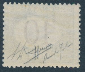 1874 - Regno dItalia - Segnatasse - 10 lire azzurro e bruno (Sass. 14).  - Asta Filatelia e Storia Postale - Associazione Nazionale - Case d'Asta italiane