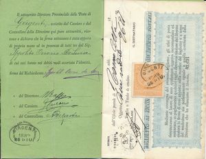 1874 - Regno d�Italia - Ricognizione postale - Libretto completo di 8 pagine con annullo di GIRGENTI 26 giugno 1888.  - Asta Filatelia e Storia Postale - Associazione Nazionale - Case d'Asta italiane