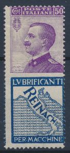 1924  Regno dItalia  Francobolli pubblicitari  50 cent. violetto e azzurro REINACH (Sass. 14).  - Asta Filatelia e Storia Postale - Associazione Nazionale - Case d'Asta italiane