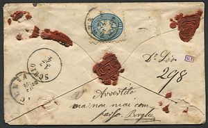 1866 - Lombardo-Veneto - Intero postale raccomandato da 5 soldi da Vicenza per Velo dAstico del 12 aprile.  - Asta Filatelia e Storia Postale - Associazione Nazionale - Case d'Asta italiane