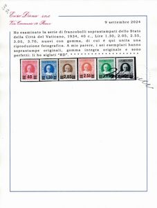 1934  Citt del Vaticano  Serie Provvisoria nuova (Sass. S.7)  - Asta Filatelia e Storia Postale - Associazione Nazionale - Case d'Asta italiane