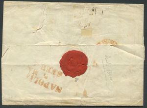 1859 - Regno delle due Sicilie, Napoli - due esemplari del 1gr. rosa chiaro I tavola (Sass. 3) e due esemplari del 2gr. rosa chiaro I tavola (sass. 5) su lettera da Napoli a Palermo del 5 maggio tramite i Piroscafi borbonici.  - Asta Filatelia e Storia Postale - Associazione Nazionale - Case d'Asta italiane