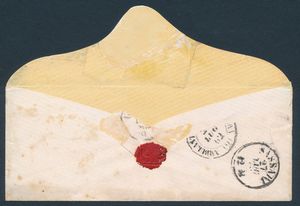 1862 - Province Napoletane - 5gr. rosso carminio (Sass. 21), applicato a cavallo, su lettera da Parma a Sassari del 24 luglio tramite Piroscafi postali nazionali.  - Asta Filatelia e Storia Postale - Associazione Nazionale - Case d'Asta italiane