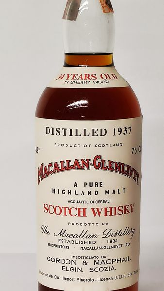 Macallan-Glenlivet 1937 34 Years Old, Pure Highland Malt Scotch Whisky  - Asta Wine and Spirit for Christmas - Associazione Nazionale - Case d'Asta italiane