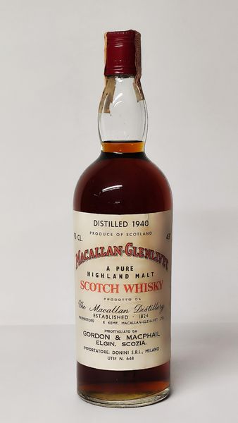 Macallan-Glenlivet 1940, Pure Highland Malt Scotch Whisky  - Asta Wine and Spirit for Christmas - Associazione Nazionale - Case d'Asta italiane