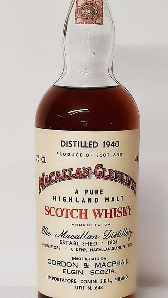 Macallan-Glenlivet 1940, Pure Highland Malt Scotch Whisky  - Asta Wine and Spirit for Christmas - Associazione Nazionale - Case d'Asta italiane