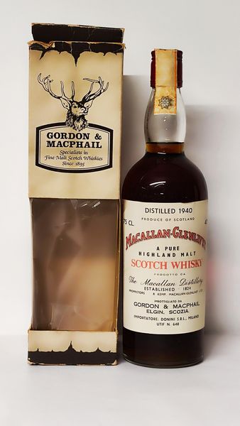 Macallan-Glenlivet 1940, Pure Highland Malt Scotch Whisky  - Asta Wine and Spirit for Christmas - Associazione Nazionale - Case d'Asta italiane