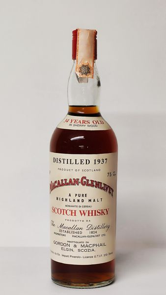 Macallan-Glenlivet 34 Years Old 1937, Pure Highland Malt Scotch Whisky  - Asta Wine and Spirit for Christmas - Associazione Nazionale - Case d'Asta italiane