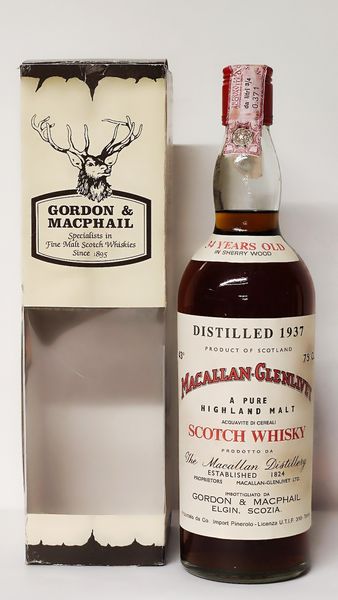Macallan-Glenlivet 34 Years Old 1937, Pure Highland Malt Scotch Whisky  - Asta Wine and Spirit for Christmas - Associazione Nazionale - Case d'Asta italiane