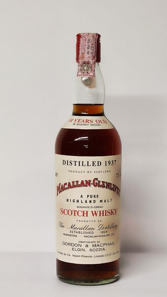 Macallan-Glenlivet 34 Years Old 1937, Pure Highland Malt Scotch Whisky  - Asta Wine and Spirit for Christmas - Associazione Nazionale - Case d'Asta italiane