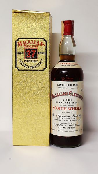Macallan-Glenlivet 37 Years Old 1937, Pure Highland Malt Scotch Whisky  - Asta Wine and Spirit for Christmas - Associazione Nazionale - Case d'Asta italiane