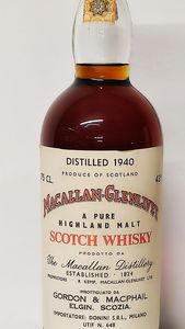 Macallan-Glenlivet 1940, Pure Highland Malt Scotch Whisky  - Asta Wine and Spirit for Christmas - Associazione Nazionale - Case d'Asta italiane