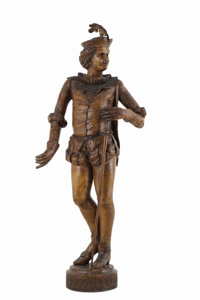 Venezia, XVIII secolo, bottega di Valentino Pancera Besarel (1829-1902) Coppia di paggi  - Asta Scultura e Oggetti d'Arte - Associazione Nazionale - Case d'Asta italiane