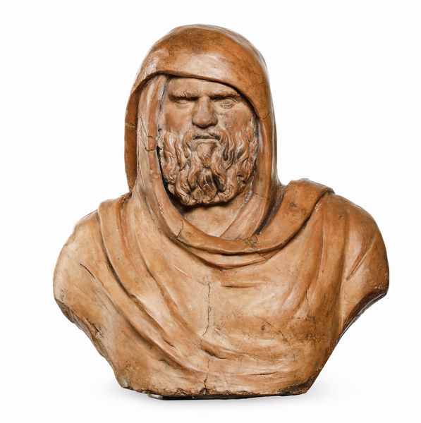 Busto di filosofo (Socrate ?). Arte rinascimentale, probabilmente Napoli, XVI secolo  - Asta Scultura e Oggetti d'Arte - Associazione Nazionale - Case d'Asta italiane