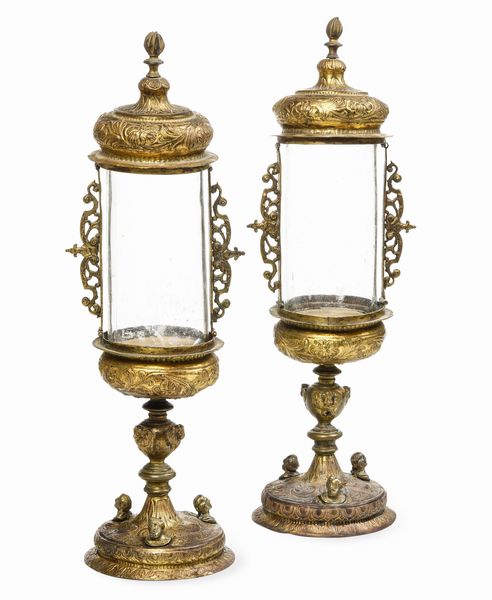 Coppia di ostensori ambrosiani. Oreficeria tardo rinascimentale, Lombardia o Veneto XVI secolo  - Asta Scultura e Oggetti d'Arte - Associazione Nazionale - Case d'Asta italiane