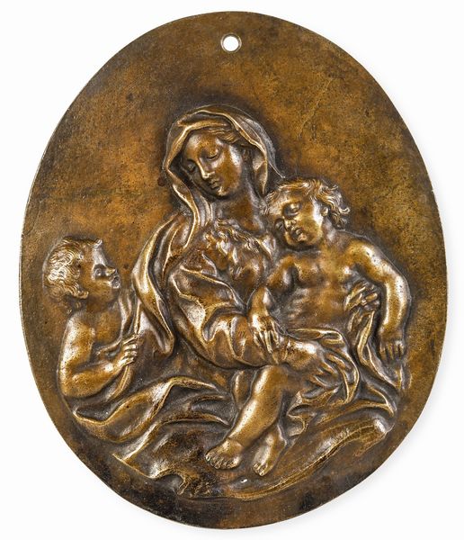 Arte barocca italiana, Firenze (?), XVII-XVIII secolo Madonna con Bambino e San Giovannino  - Asta Scultura e Oggetti d'Arte - Associazione Nazionale - Case d'Asta italiane