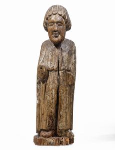 Scultore d'oltralpe, possibile arte medievale del XIII-XIV secolo Santo diacono  - Asta Scultura e Oggetti d'Arte - Associazione Nazionale - Case d'Asta italiane