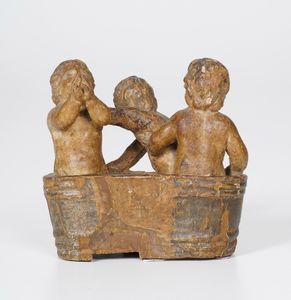I tre bambini miracolati da San Nicola. Arte barocca del XVII-XVIII secolo  - Asta Scultura e Oggetti d'Arte - Associazione Nazionale - Case d'Asta italiane