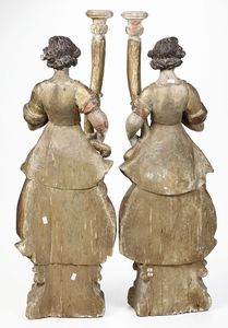 Arte barocca italiana, XVII secolo Grandi angeli reggitorcia  - Asta Scultura e Oggetti d'Arte - Associazione Nazionale - Case d'Asta italiane
