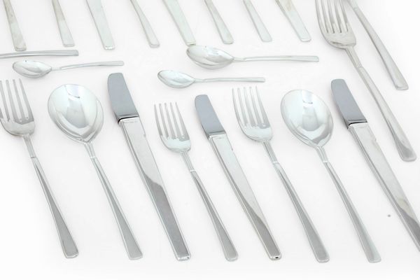 Servizio di posate per 12 coperti. Designer Carlo Scarpa per Cleto Munari, argentiere Rossi & Arcandi, Vicenza  - Asta Argenti da Collezione | XX secolo - Associazione Nazionale - Case d'Asta italiane