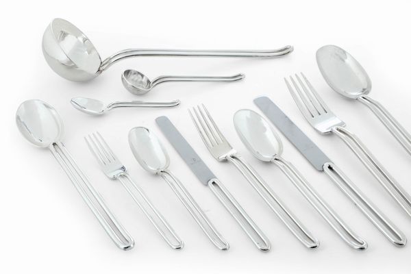 Servizio di posate modello Filo. Fabbrica San Lorenzo, design Antonio Piva, Milano 1970-1995  - Asta Argenti da Collezione | XX secolo - Associazione Nazionale - Case d'Asta italiane