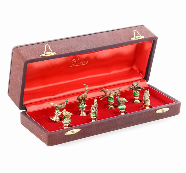 Otto segnaposti Animalier Gucci. Anni '70  - Asta Argenti da Collezione | XX secolo - Associazione Nazionale - Case d'Asta italiane