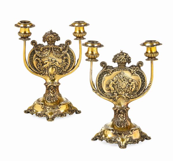 Coppia di doppieri. Tiffany & Co., U.S.A. inizio XX secolo  - Asta Argenti da Collezione | XX secolo - Associazione Nazionale - Case d'Asta italiane