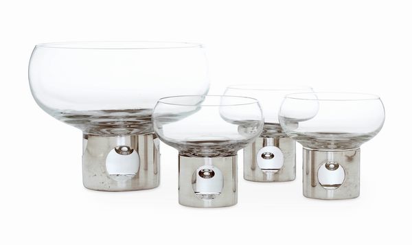 Bowl e tre coppe. Argenteria milanese del XX secolo, argentiere Antonio Francesco Cella, designer James Rivire  - Asta Argenti da Collezione | XX secolo - Associazione Nazionale - Case d'Asta italiane