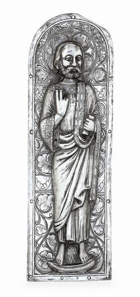 Placca raffigurante Evangelista. Penisola iberica o colonie ispano-portoghesi, XIX-XX secolo  - Asta Argenti da Collezione | XX secolo - Associazione Nazionale - Case d'Asta italiane