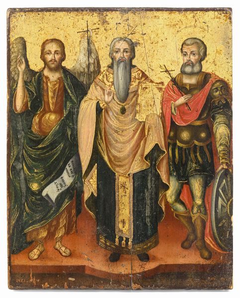 San Giovanni Evangelista, San Giovanni Battista e San Longino. Russia XIX secolo  - Asta Argenti da Collezione | Antichi - Associazione Nazionale - Case d'Asta italiane