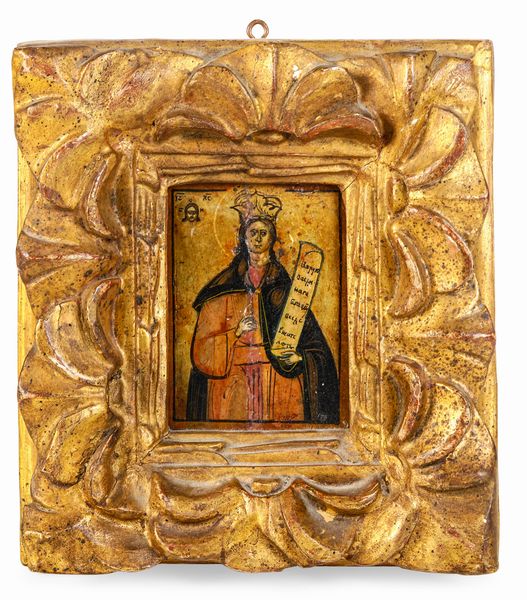 Santa Caterina. Icona a tempera su tavola. Area balcanica XIX secolo  - Asta Argenti da Collezione | Antichi - Associazione Nazionale - Case d'Asta italiane