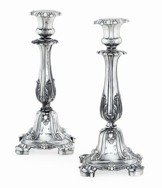 Coppia di candelieri. Milano XIX secolo, argentiere Francesco Ceppi  - Asta Argenti da Collezione | Antichi - Associazione Nazionale - Case d'Asta italiane
