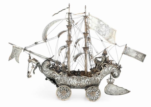 Grande veliero. Probabilmente Germania XIX secolo, marchi consunti di difficile lettura  - Asta Argenti da Collezione | Antichi - Associazione Nazionale - Case d'Asta italiane