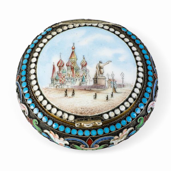 Scatola smaltata. Marchi Mosca 1896-1908. Russia XIX secolo  - Asta Argenti da Collezione | Antichi - Associazione Nazionale - Case d'Asta italiane