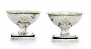 Coppia di saliere. Londra 1832, argentiere James Wintle  - Asta Argenti da Collezione | Antichi - Associazione Nazionale - Case d'Asta italiane
