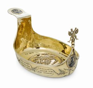 Kovsh imperiale in argento dorato e niellato. Bolli di Mosca per l�anno 1798 e bolli francesi di importazione  - Asta Argenti da Collezione | Antichi - Associazione Nazionale - Case d'Asta italiane
