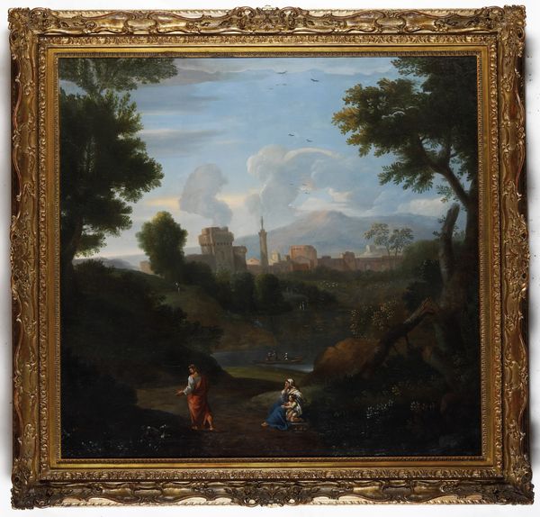 Scuola del XVIII secolo Paesaggio romano con figure  - Asta Dipinti Antichi - Associazione Nazionale - Case d'Asta italiane