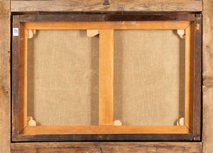 Simone del Tintore : Natura morta con selvaggina, un gatto e una grande cesta con due garofani rossi  - Asta Dipinti Antichi - Associazione Nazionale - Case d'Asta italiane