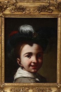 Antonio Mercurio Amorosi : Ritratto di bambino con cappello piumato  - Asta Orologi da Polso - Associazione Nazionale - Case d'Asta italiane